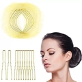 Haarstyling set met gouden U-vormige spelden en fijnmazig haarnetje voor een knot - 20 beige netten + 40 U-pinnen / Beige