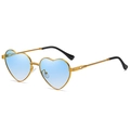 Fashionable heart-shaped sunglasses with gold twist metal frame and blue gradient lenses - Gold Frame Gradient Blue