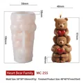 Stampo in silicone per candele fai-da-te orsetti impilati con cuore e gesso - Famiglia di Orsi con Cuore MC-255