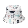 White bucket hat with colorful Christmas trees and Merry Christmas print patterns - White Merry Christmas Tree