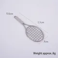 Silver metal tennis racket keychain pendant with detailed grid and anti-slip handle - Model Style / Silver Tennis Racket