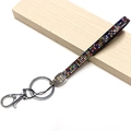Colorful crystal rhinestone keychain wristlet with lobster clasp and metal tag - Mixed Colors (With Engraving)