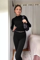 XS / Long-sleeved Top And Bottom / Black