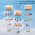 Oval wooden wind chimes with gold bells and blue evil eye charms, 45-50cm length - Wooden Bucket Style (5224982979979)