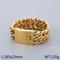 Pulsera cubana de hombre 23mm de acero inoxidable dorado con cierre de presión - Dorado (18.5cm)(KB185272-KJX)