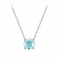 S925 silver necklace featuring a 8mm light blue rose cut round gemstone pendant - Goose Yellow-8MM