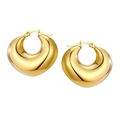Polished gold-plated stainless steel chunky heart-shaped hoop earrings for women - Hollow Heart Hoop