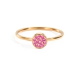 Minimalist gold plated stainless steel ring with a round pink pavé gemstone setting - US5 / July Rose Red - Rose Gold