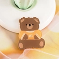 Cute brown acrylic bear brooch wearing a yellow shirt with Hi text on its chest - 05 Dun Dun Bear