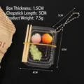 Mini dollhouse fruit bento box with tiny grapes and peaches in portable keychain style - Box + Chopsticks + 1 Purple Grape + 1 Green Grape + 1 Pink Peach + 1 Yellow Peach