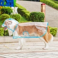 Impermeabile trasparente per cani con bordo blu e cappuccio per cani grandi - XS / Bordo Blu Cielo