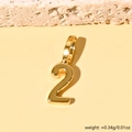Pendentif chiffre 2 minimaliste plaqué or 18 carats pour colliers DIY, poids 0,34g - Chiffre 2