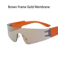 Gafas de sol deportivas Y2K sin montura con varillas anchas de color naranja - Montura Té Lentes Doradas