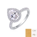 Anillo de moissanita corte pera en acabado plata con pavé y certificado GRA - Talla US 7 / Moissanita de 1,5 ct (con certificado GRA)