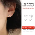 Minimalist S999 sterling silver heart shaped ear hooks with polished silver finish - Open Heart