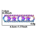 Detailed size view of iridescent heart star and moon stainless steel jewelry connectors - Rainbow Color Pendant / AB Color