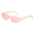 Fashionable small square sunglasses with pink translucent frame and matching tinted lenses - Transparent Pink Frame Pink Lens