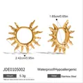 Detaillierte Maße und Daten für 18K Gold Edelstahl Sonnenohrringe mit Gewicht und Größe - Goldener Sonnenstrahl Stil (JDE0105002)