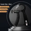 Adjustable black hand gripper with 5-60kg resistance and integrated mechanical counter - 5-60kg Mechanical Counting / All Black