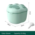 Conteneur vert 8-10kg hermétique pour aliments d'animaux avec couvercle patte de chat - Capacité 8-10kg / Vert (avec pelle)