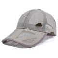 Grey breathable mesh baseball cap for men featuring a vintage car metal ornament - Adjustable / Light Gray