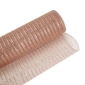 Rose gold and cream white poly mesh ribbon rolls with metallic stripes for Christmas decor - Light Rose Gold Metallic Mesh (9m/Roll)