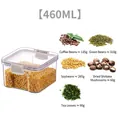 Contenitore alimentare quadrato 460ml in plastica ermetica con coperchio bianco e cereali - 460ml / Bianco Trasparente