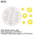 White silicone mold featuring 7 sunflower daisy shapes for chocolate and fondant DIY crafts - 4# Grey B620 / Gray