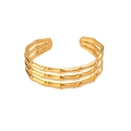Minimalistisches 18K vergoldetes C-förmiges dreilagiges Bambus-Manschettenarmband für Damen - Drei-Schicht Bambus Offener Stil (CK621-金色) / Gold