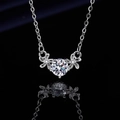 Silver plated necklace featuring a round brilliant solitaire and symmetrical floral accents - Daisy Necklace Xl-128