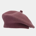 Detail of soft thick knit rabbit fur texture on a dark pink beret painter hat - M / Dusty Pink
