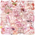 Wasserfeste rosa Aquarell-Sticker Packung mit Teddybären, Katzen und Erdbeermotiven - Rosa Märchen Stil