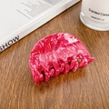 Pink marble pattern acetate hair claw clip for women placed on a wooden surface - 6.8cm / Rose Red