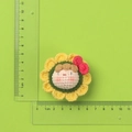 Handmade crochet sunflower charm with cute doll face and bow tie decoration - MENGSI Green Sunflower Dumpling