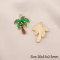 Enamel coconut tree alloy pendant charms in green and brown for DIY jewelry making - BK1497# Palm Tree