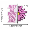 Detailed size chart showing dimensions of the floral embroidered patch with motivational text - Just Be Who You Are (4#)