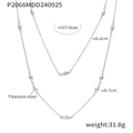 Silver titanium steel layered necklace with small beads, measuring 67 plus 5cm in length - Silver