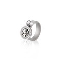 Silver stainless steel ring featuring a sparkling tree of life charm with clear crystals - US 7 / Silver
