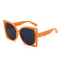 Lunettes de soleil carrées orange surdimensionnées avec détails dorés sur les branches - Monture Orange Verres Gris