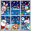 Stickers de fenêtre Noël statiques avec Père Noël, renne et bonhomme de neige bleus - Ensemble de 6 (Lapin Rose/Manchot/Cerf/Bonhomme de neige/Père Noël Mix)