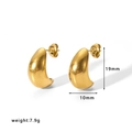 Gold plated hollow teardrop earrings in polished stainless steel with 19mm size spec - 18K Gold Plated/Stainless Steel / Gold