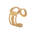 Minimalist 14K gold plated geometric ring with hollow beaded design and vintage style - Beaded Knot Style (R728-D) / Gold