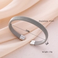Minimalist stainless steel mesh C-shape cuff bracelet with 58mm inner diameter and 8mm width - Steel