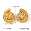 Detailed technical drawing of 18k gold-plated spiral stud earrings with size measurements - Spiral Earrings (HC-E10958) / Gold