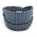Bohemian wide blue-grey checkered elastic sports headband for women in soft cotton blend - 49