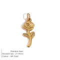 Ciondolo a fiore a cinque petali in acciaio inossidabile placcato oro 14K 21x9mm - Forma di Rosa (XP12413) / Oro