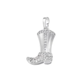 Macro view of silver cowboy boot pendant with sparkling cubic zirconia inlay - Brass/Zirconia / VD1495 Silver (Zirconia)