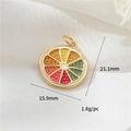 Colorful fruit slice pendant with 14K gold plating and enamel details in macro view - 14K Gold (Lemon)
