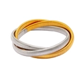 Intertwined three-ring textured metal bangle in gold and silver finish for women - Wrapped Multi-loop Gold And Steel Bracelet (CK1201)