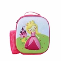 Pink EVA cartoon lunch bag featuring 3D princess and castle design with side mesh pocket - Princess (With Shoulder Strap)